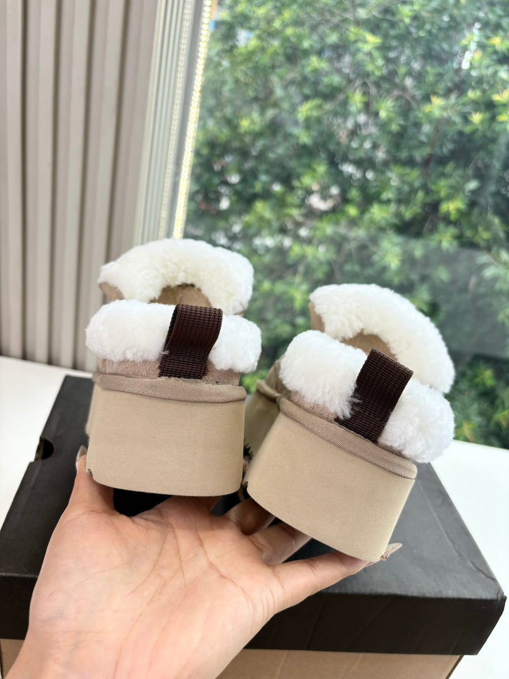 UGG Australian Shepherd Theia Platform Warm Taupe Wool Suede 525937