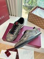Gucci Shift Damensneaker Varianten Schwarzes   Grey Brown Leder 506843