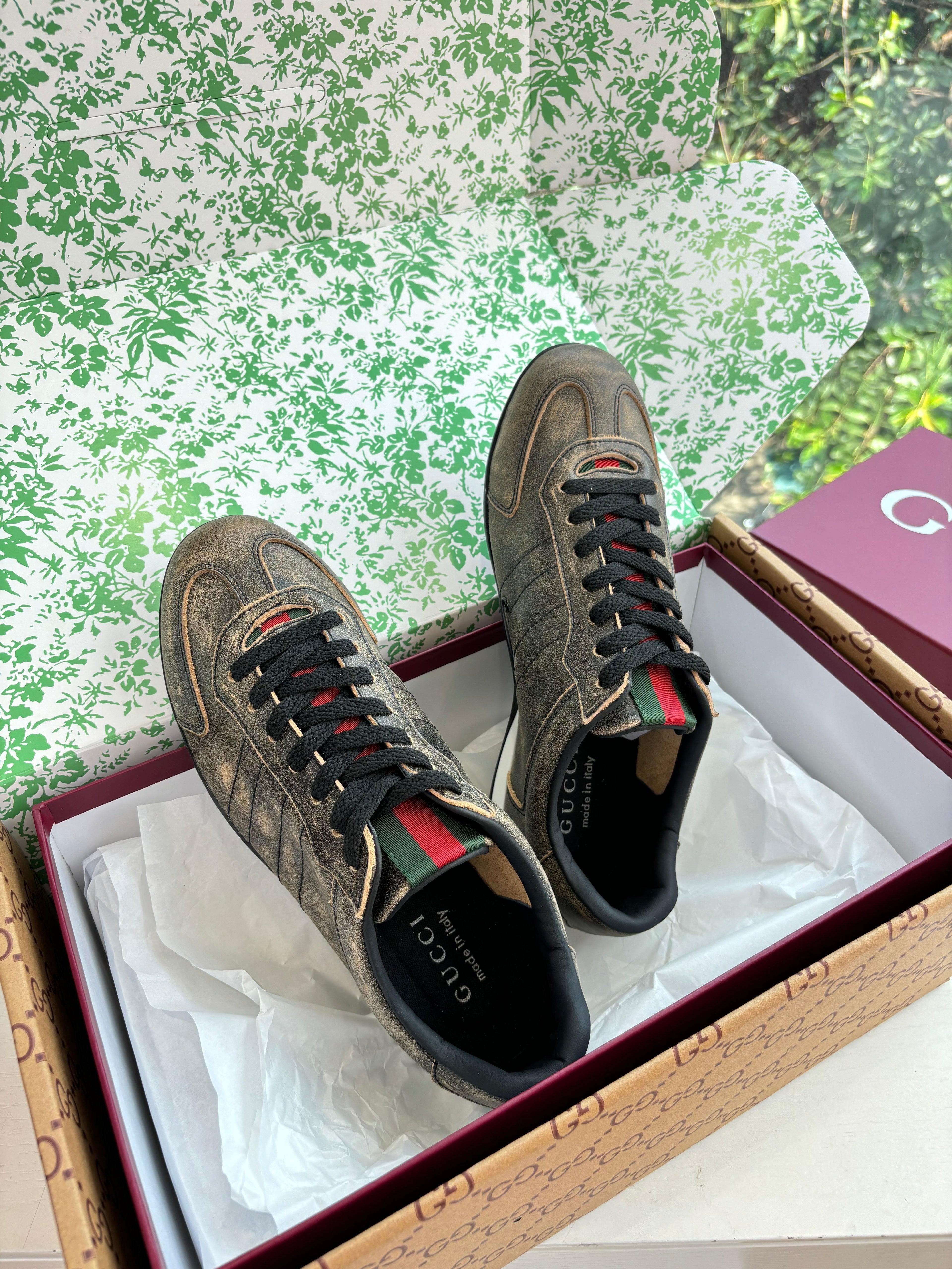 Gucci Shift Damensneaker Varianten Schwarzes   Grey Brown Leder 506843