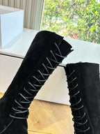 The Row 2025 Tyler Lace-up Boot Black Suede 549347