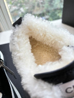 CC Casual Shoes Women's Low Top Black White Suede Cowhide Fur 548855