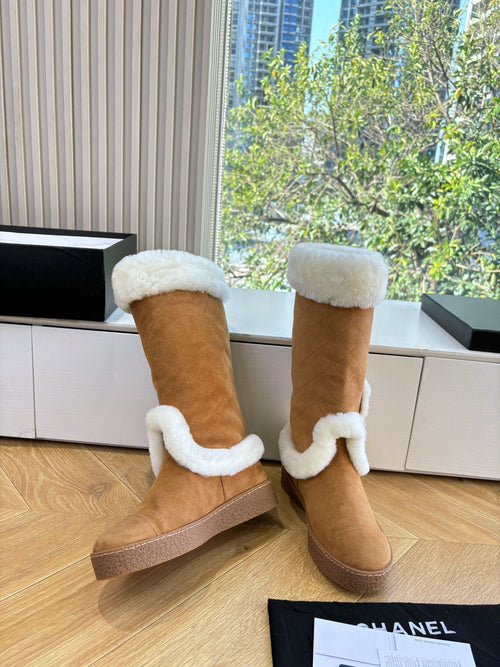 CC 2025 Snow Boot Brown White Suede Wool 548929