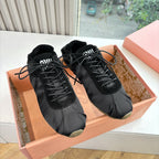 Miu Plume Sneakers Black Satin Suede 549132