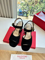 Valentino Fawcette Platform Sandal Black Suede 702295