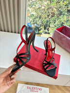 Valentino Fetishique Sandal 10.5cm Black Leather 702282