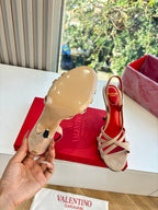 Valentino Fetishique Sandal 10.5cm Light Khahi Suede 702289
