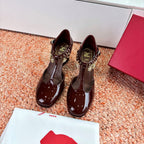 Très Vivier Mary Jane Pumps 8.5 cm Burgundy Patent Leather