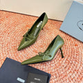 Prada G887 26s Slingback Olive Green Cowhide 604196