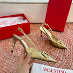 VLogo Signature Slingback 80mm Gold Embossed Sheepskin 702209