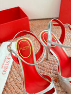 Valentino Crasher Platform Pumps 14.5cm Sliver Sheepskin 702228