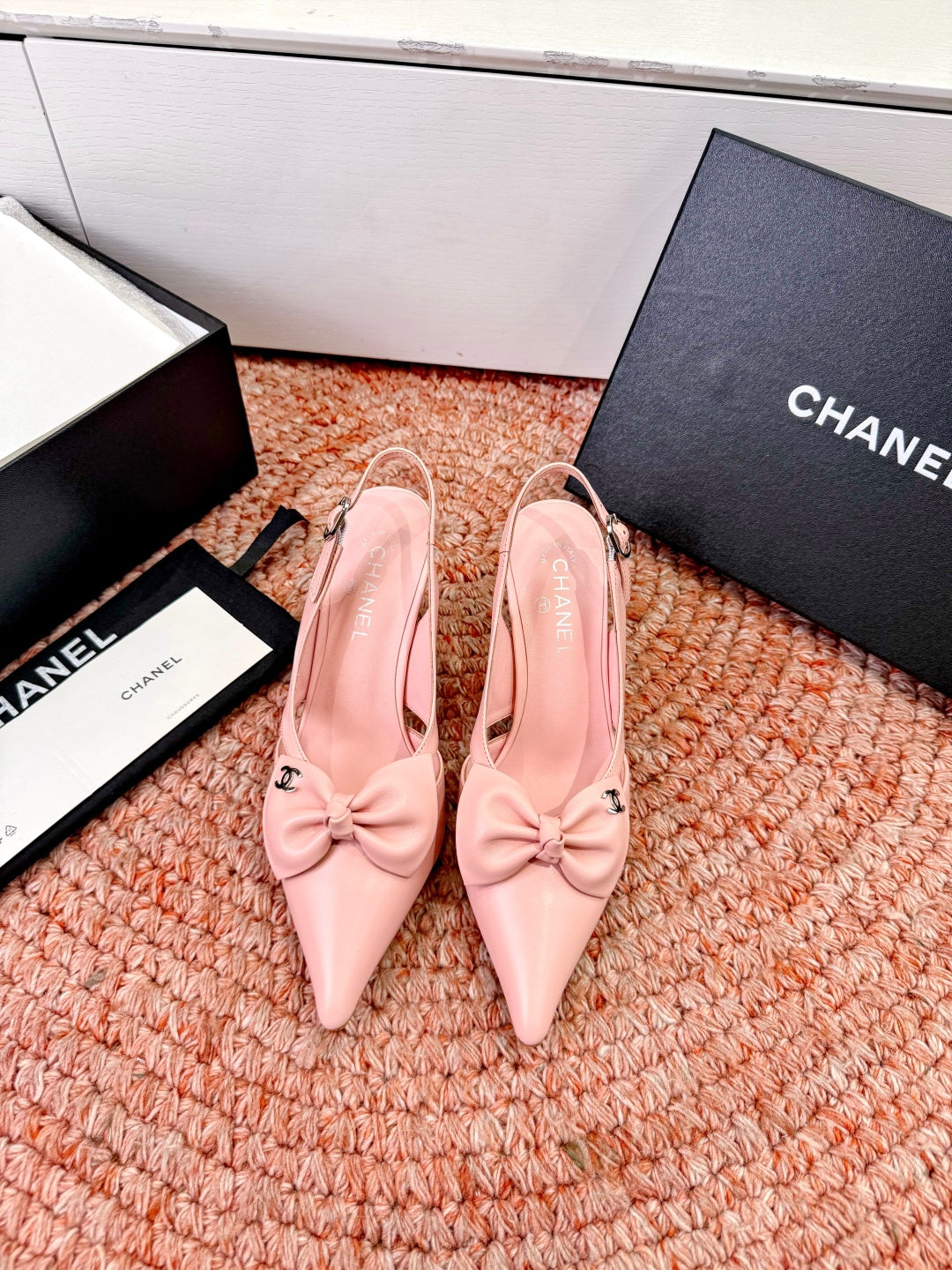 CC 26s Bow Heels Slingback Pink Sheepskin 703666