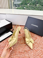 CC 26s Bow Heels Slingback Beige Sheepskin 703668