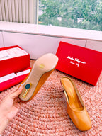 Ferragamo Salvatore Mule Light Brown Sheepskin 760454