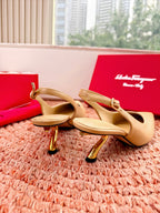 Ferragamo Salvatore Slingback Beige Sheepskin 760456