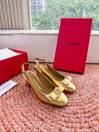 Ferragamo Vara Slingback Gold Sheepskin 760462