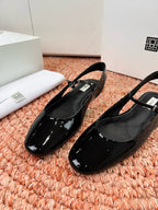 Totem Mary Jane Slingback Flat Black Glossy Leather 760427