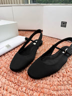 Totem Mary Jane Slingback Flat Black Suede 760429