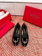 Ferragamo Gancini Ballet Flat Black Suede 760473
