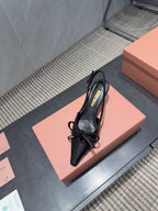 Miu 26s Slingback 55mm In Black Calfskin With Bow