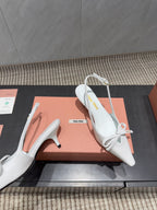Miu 26s Slingback 55mm In White Calfskin With Bow