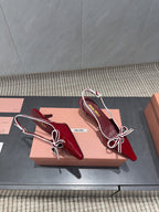 Miu 26s Slingback 55mm In Dark Red Calfskin With Bow