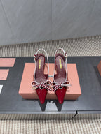 Miu 26s Slingback 55mm In Dark Red Calfskin With Bow