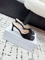 CD Square-Toed Sandal Black Satin 617518