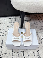 CD Square-Toed Sandal White Satin 617519