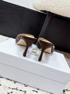 CD Square-Toed Sandal Brown Satin 617520