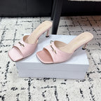 CD Square-Toed Sandal Pink Satin 617522