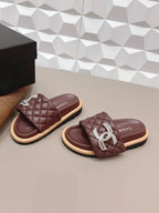 CC 26s Sandals Double C Buckle Burgundy Quilted Leather 613267