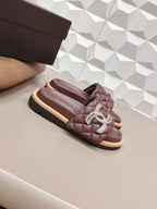 CC 26s Sandals Double C Buckle Burgundy Quilted Leather 613267