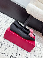 RV Rose Vivier Flower Slingback Flat Black Pink Satin 617289
