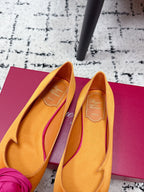RV Rose Vivier Flower Slingback Flat Orange Pink Satin 617290