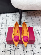 RV Rose Vivier Flower Slingback Flat Orange Pink Satin 617290