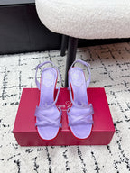 RV Rose Vivier Sandals 10cm Purple Satin 617304