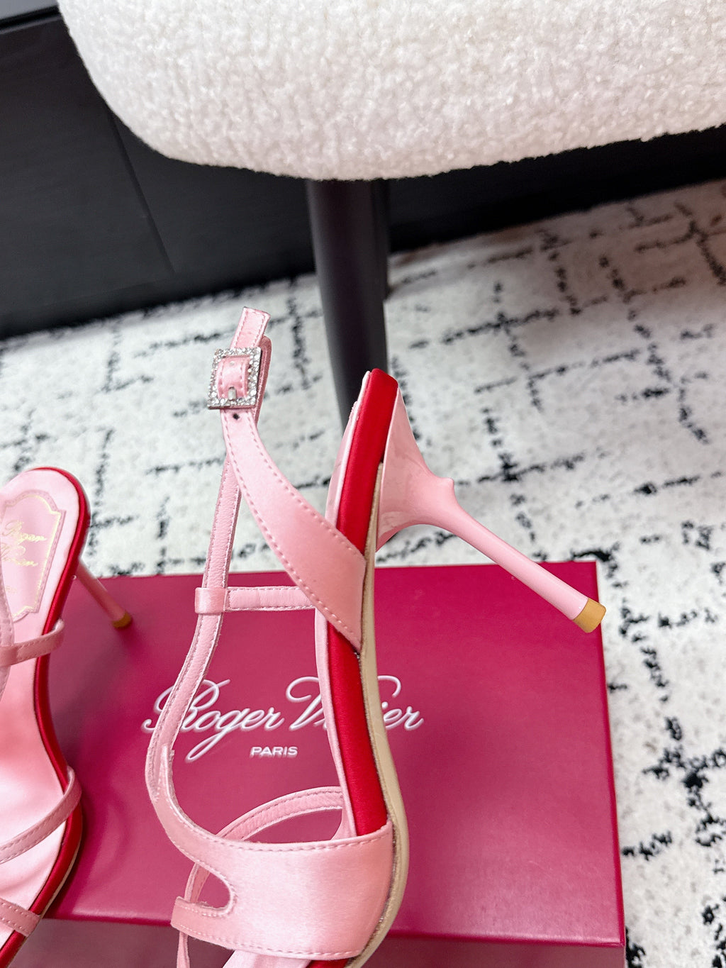 RV Rose Vivier Sandals 10cm Pink Satin 617306