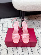 RV Rose Vivier Sandals 10cm Pink Satin 617306