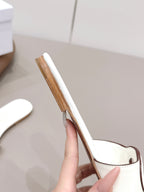 CD 26s Round-Toe Slide Sandals White Calfskin 738240