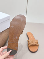 CD 26s D-Club Slide Sandal Tan Calfskin 738246