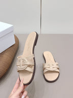 CD 26s D-Club Slide Sandal Beige Calfskin 738247