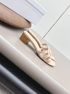 CD 26s D-Club Sandal 4.5cm Beige Calfskin 738243