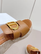 CD 30 Montaigne Wedge Slides 8cm Tan Calfskin 738318