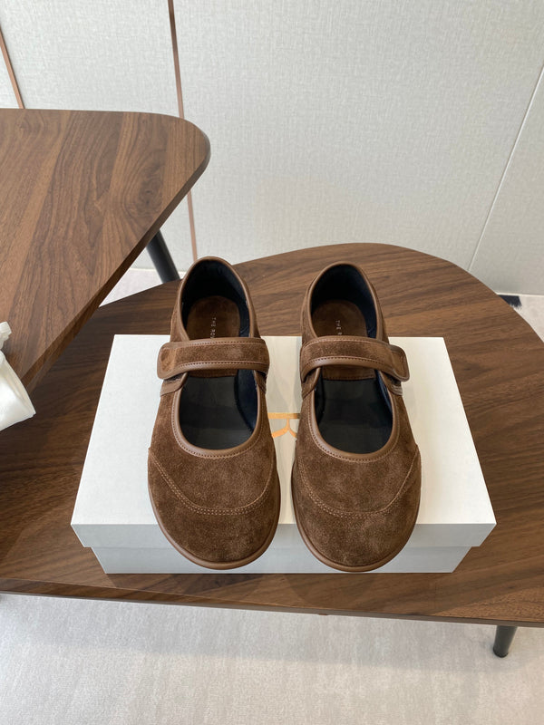 HM 25s Velcro Mary Jane Earthy Brown Suede