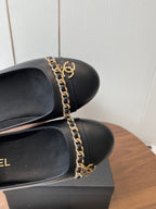 CC Ballerina Chain Flats Black Lambskin GHW 431484