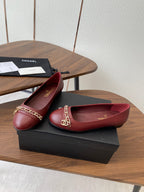 CC Ballerina Chain Flats Burgundy Lambskin GHW 431486