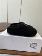 Loewe Birkenstock slippers black wool 477790