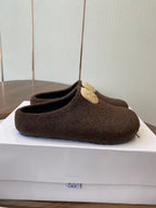 Loewe Birkenstock slippers dark brown wool 477794