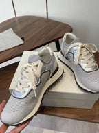 Brunello Runners With Shiny Eyelets Grey Suede Cotton 624469