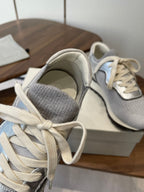 Brunello Runners With Shiny Eyelets Grey Suede Cotton 624469